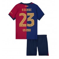 Koszulka piłkarska Barcelona Jules Kounde #23 Strój Domowy dla dzieci 2024-25 tanio Krótki Rękaw (+ Krótkie spodenki)